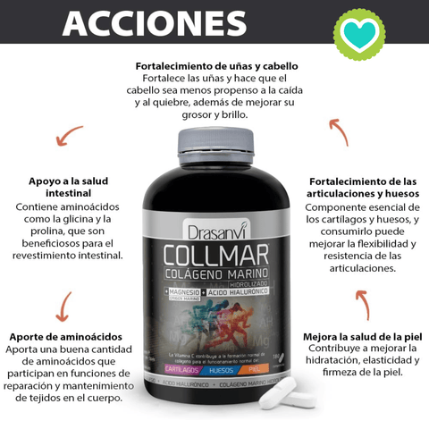 Image of Collmar Colágeno Marino + Magnesio + Ac. Hialurónico 180 comprimidos