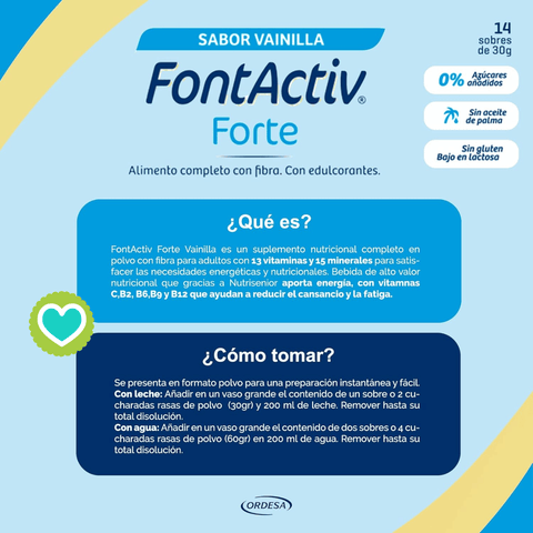 Image of FontActiv Forte Sabor Vainilla 14 sobres