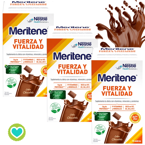 Image of Meritene Polvo Chocolate Pack 3 x 15 Sobres de 30gr