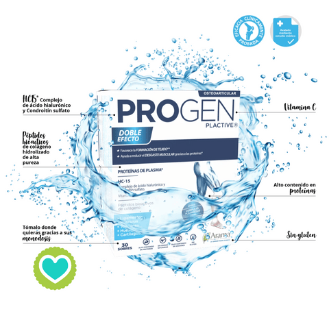 Image of Progen Plactive Doble Efecto 30 o 90 sobres – Complemento alimenticio con colágeno y vitamina C