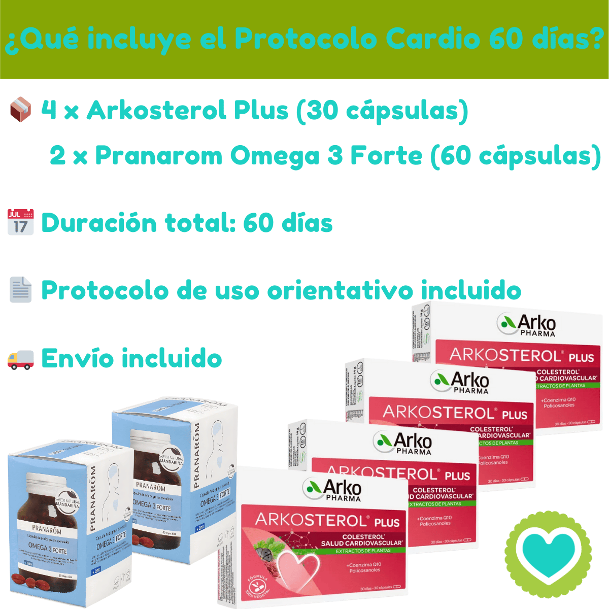 Protocolo Cardio 60 días con Arkosterol y Omega 3 – Enfoque nutricional cardiovascular