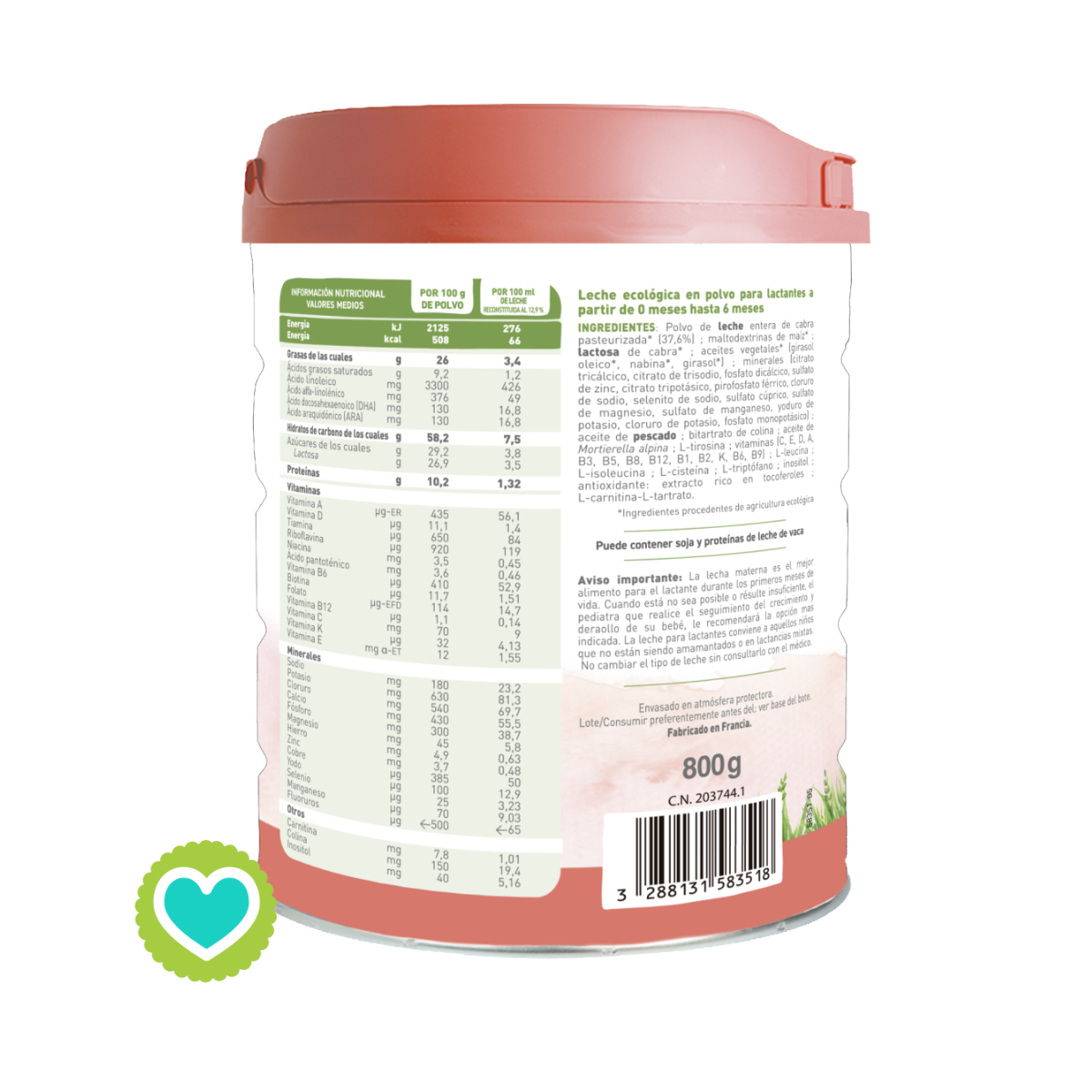 BabyBio Caprea 1 Leche de Cabra de Inicio 0-6m Bio 800gr
