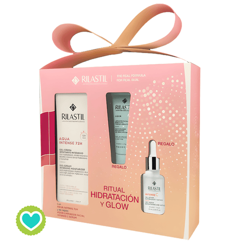 Image of Rilastil Pack Regalo Aqua Gel-Crema  Intense 72h 40ml + Aqua Limpiador Facial 15ml + Serum Intense C 15ml