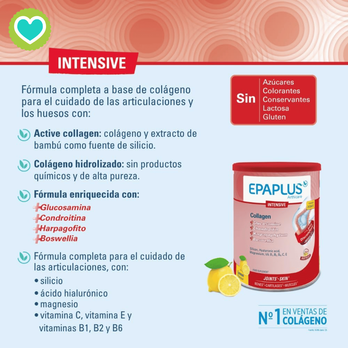 Epaplus Colágeno Antiox Intensive Polvo Pack 6 x 284g Sabor Limón