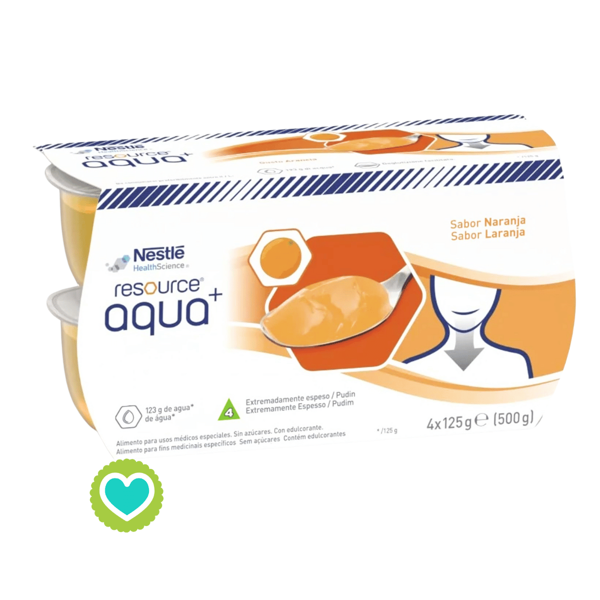 Nestle Resource Agua Gelificada Sabor Naranja 4X125 gr