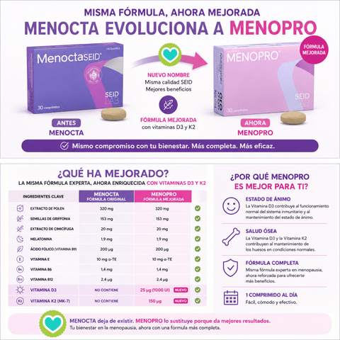 Image of Menopro Seid (Antes Menocta Seid) 90 cápsulas mujer – complemento alimenticio descanso y bienestar femenino