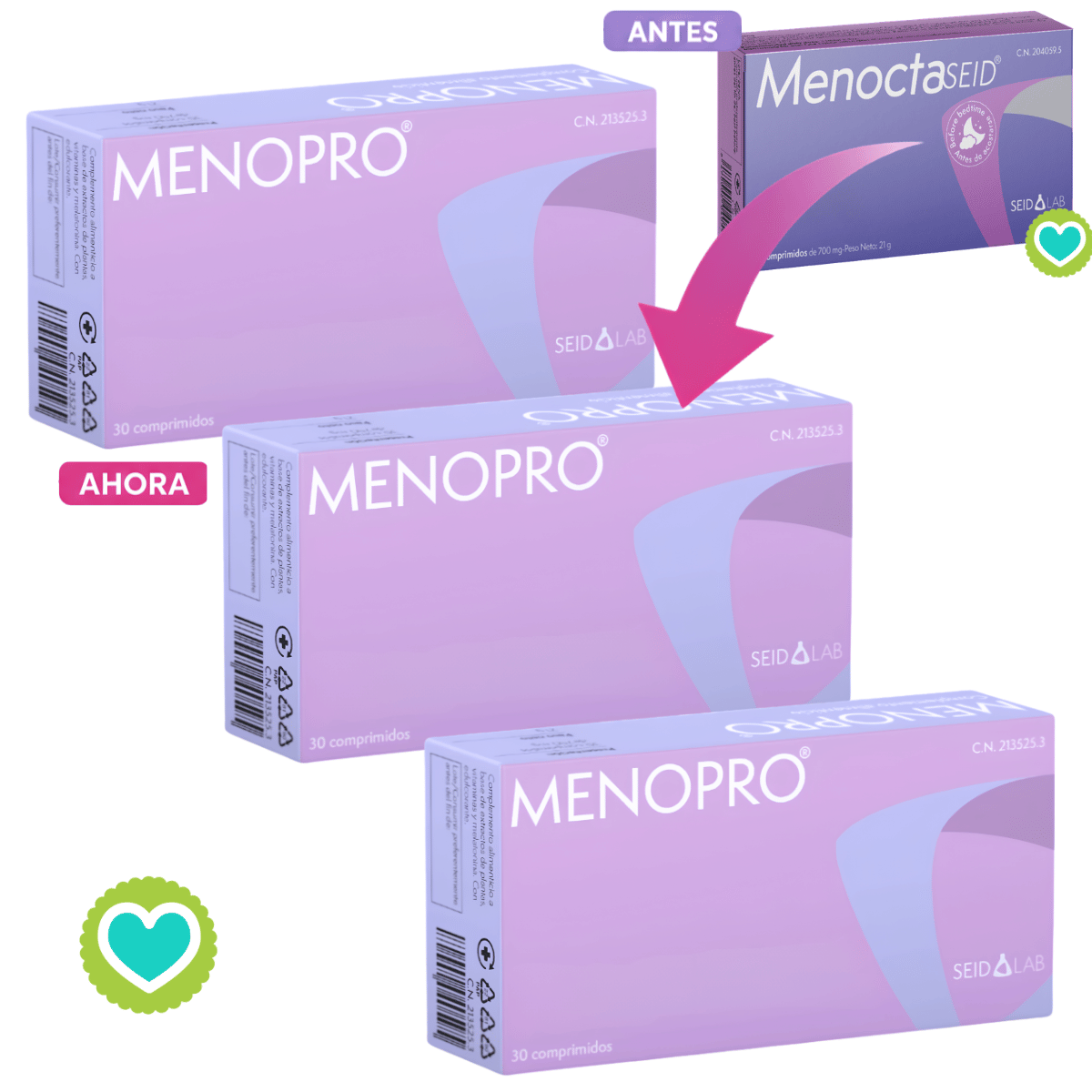Menopro Seid (Antes Menocta Seid) 90 cápsulas mujer – complemento alimenticio descanso y bienestar femenino