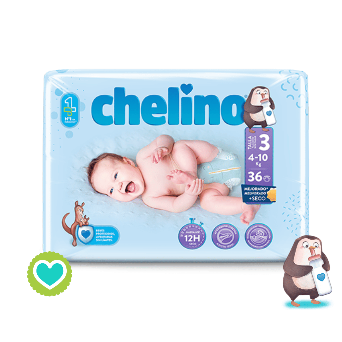 Chelino Pañal Love T/3 4-10 kg 36 Unidades