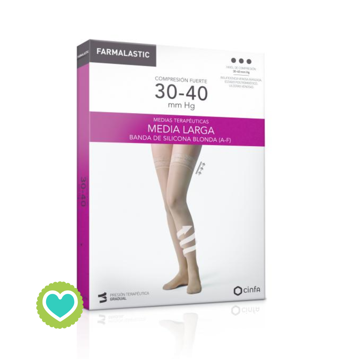 Farmalastic (Antes Medialast) Media Larga Compresión Fuerte Blonda Color Beige Talla de la S a la 3XL