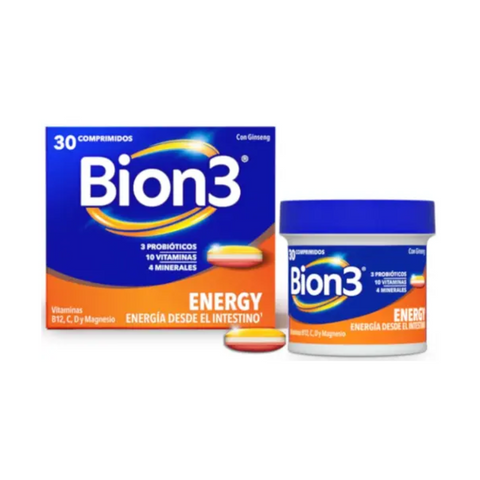 Image of Bion3 Energy Multivitamínicos con Probióticos, Vitamina B12, C y Magnesio 30 Comprimidos