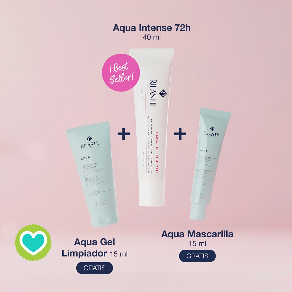 Rilastil Pack Regalo Aqua Gel-Crema Intense 72h 40ml +Aqua Mascarilla Hidratante 15ml + Aqua Limpiador Facial Hidratante 15ml