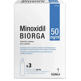 Biorga Minoxidil 50mg/ml Solución Cutánea 3 Frascos 60ml