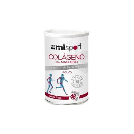 AmlSport Colágeno con Magnesio + Vit C + Vit B1 B2 y B6 Sabor Fresa 350g