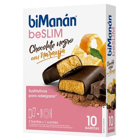BiManán BeSlim Barritas Chocolate Negro y Naranja 10uds