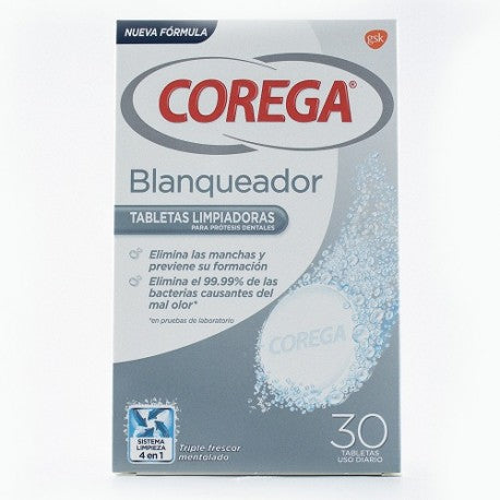 Corega Blanqueador Tabletas Limpiadoras 30uds