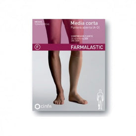 Farmalastic Media Corta Comprensión Fuerte Puntera Abierta Beige