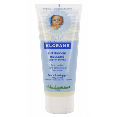 Klorane Bebé Gel Espuma Suave Cuerpo y Pelo 200ml