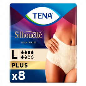TENA SILHOUETTE BRAGA CINT ALTA INCO DIA ANAT CREMA T/G 8 UN